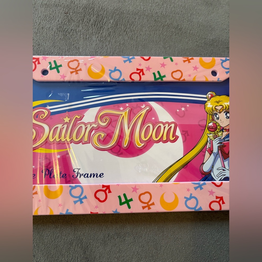 Sailor Moon License Plate Frame Planetary Guardian Symbols Pink Icons - Picture 3 of 7